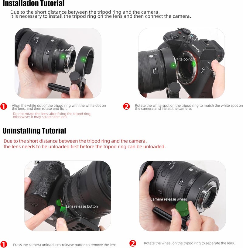 FOEASY Foto4easy Lens Collar Tripod Mount Ring for Sigma 24-70mm f/2.8 DG DN II Art Lens (E-Mount),Bottom with Quick Release Plate for Arca-Type Clamp - Image 4